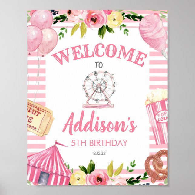 Carnival Birthday Post, Circus Welcome Sign (Front)