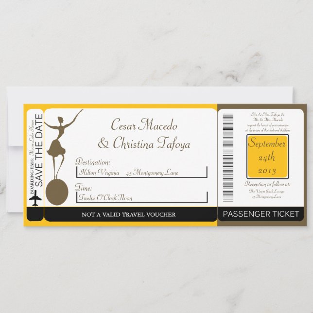 Carnival Boarding Pass Wedding Invitation (Front)
