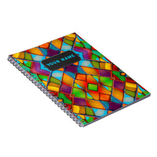 Carnival Bright Coloured Glass Tiles - Your Name o Notebook
