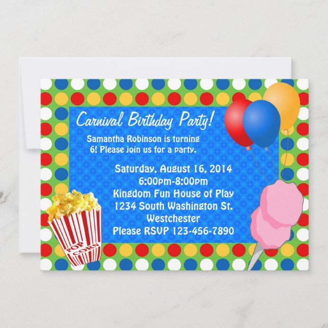 Carnival Bright Lights Custom Invitations (Front)