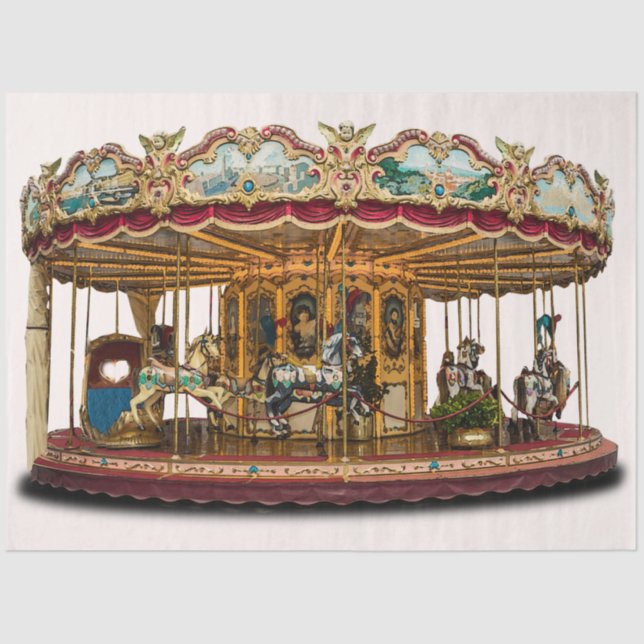 Carnival Carousel Illustration 20x30 Decoupage Tissue Paper (Front)