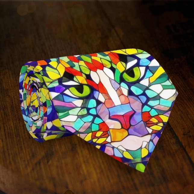 Carnival Cat Artistic Animal Face on Party Tie (Creator Uploaded)