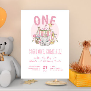 Carnival Circus 1st Birthday Bash Invitation