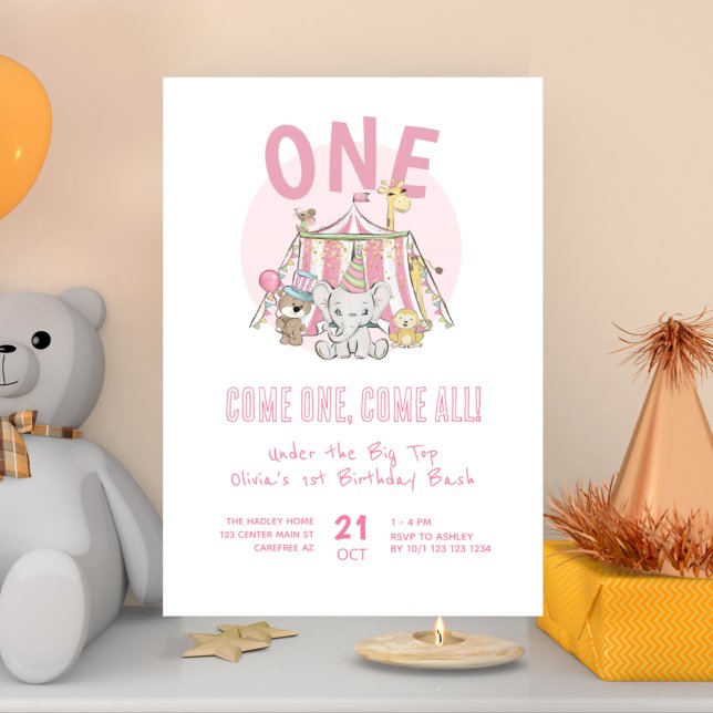 Carnival Circus 1st Birthday Bash Invitation (Creator Uploaded)