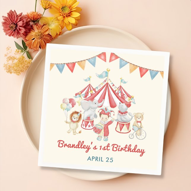 Carnival Circus & Animals Festival Birthday Napkin (Creator Uploaded)