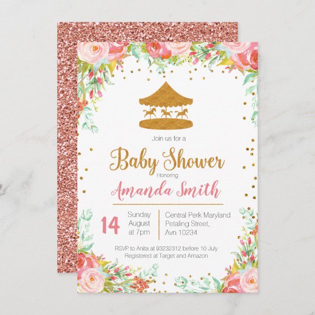 Carnival Circus baby shower invitation (Front/Back)