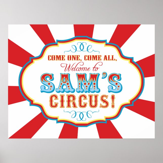 Carnival Circus Birthday Banner for Sam CUSTOM Poster (Front)