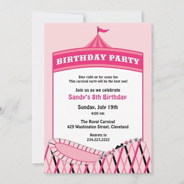 Carnival Circus Birthday Party Flat Invitation (Front)