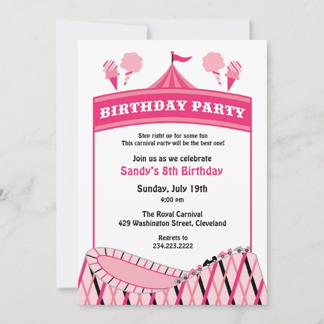 Carnival Circus Birthday Party Flat Invitation (Front)