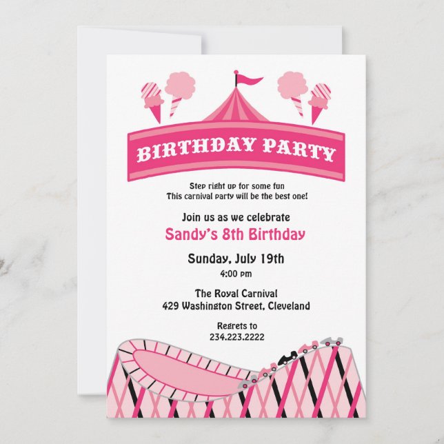 Carnival Circus Birthday Party Flat Invitation (Front)