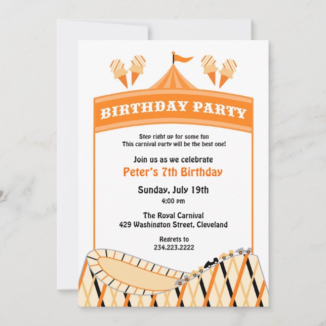 Carnival Circus Birthday Party Flat Invitation (Front)