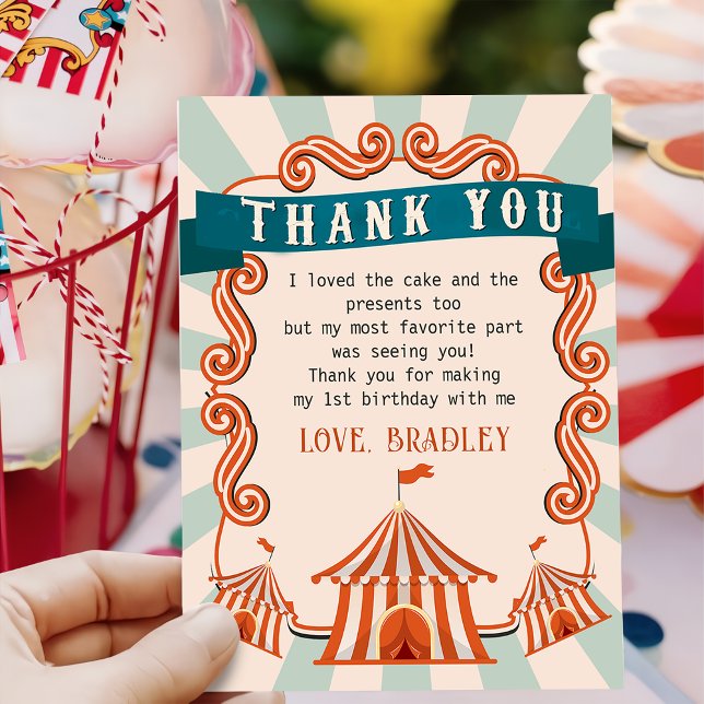 Carnival Circus Birthday Thank You Card (Creator Uploaded)
