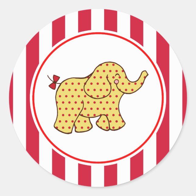 Carnival Circus Elephant Party Stickers (Front)