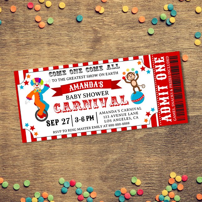 Carnival Circus Festival Baby Shower Invitation (Creator Uploaded)