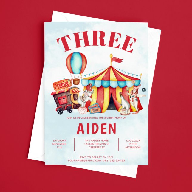 Carnival Circus Festival Kid's 3rd Birthday Invitation (Creator Uploaded)