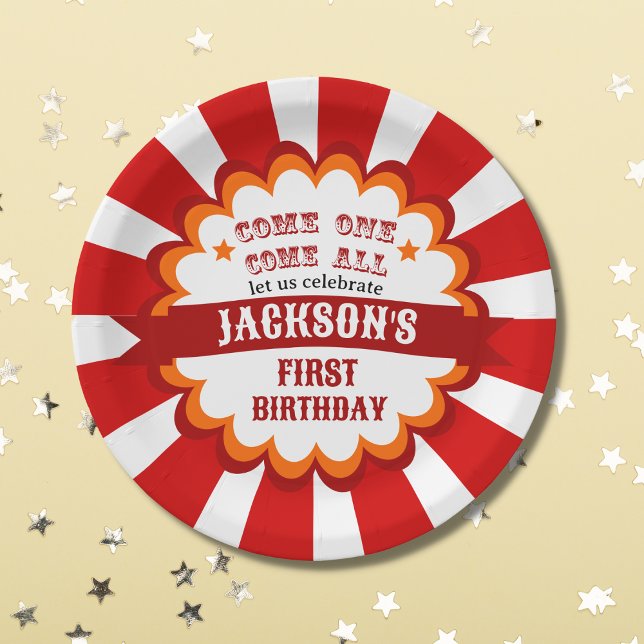 Carnival Circus Festival Kids Birthday Party Paper Plate (Creator Uploaded)
