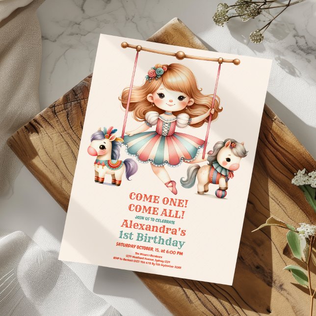 Carnival Circus Kids 1st Birthday Party Invitation (Creator Uploaded)