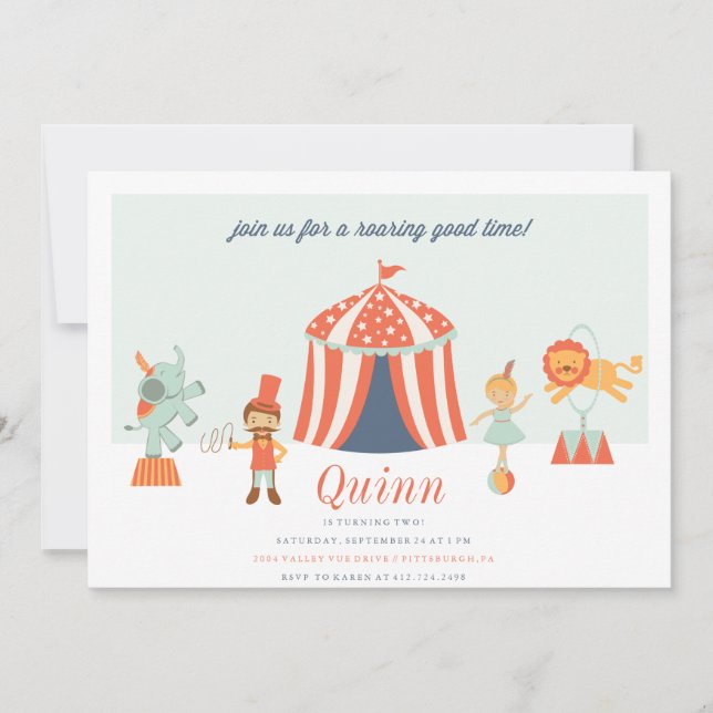 CARNIVAL CIRCUS KIDS BIRTHDAY INVITATION invite (Front)