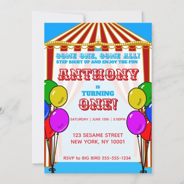 Carnival Circus Party Invitation (Front)