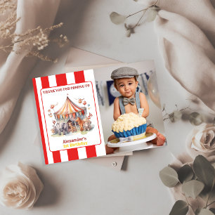 Carnival Circus Show & Animals Birthday  Thank You Card