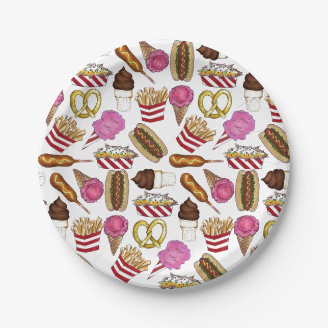 Carnival Circus State Fair Foods Birthday Party Paper Plate (Front)