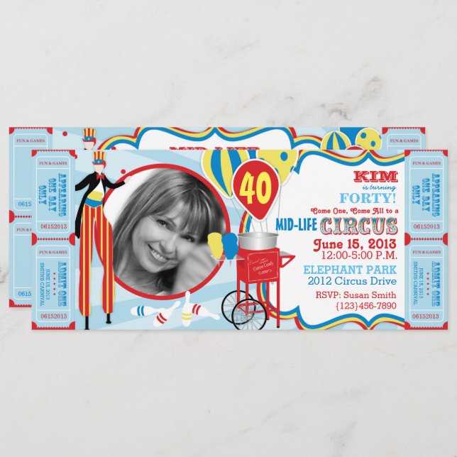 Carnival Circus Stilt Walker Birthday Invitation (Front/Back)