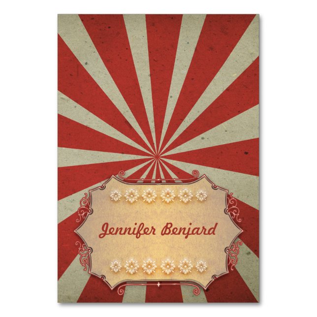 Carnival circus tented place cards - name cards (Front)
