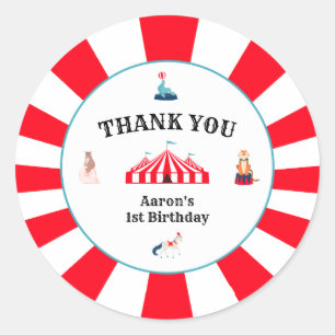 Carnival Circus Thank You Birthday  Classic Round  Sticker