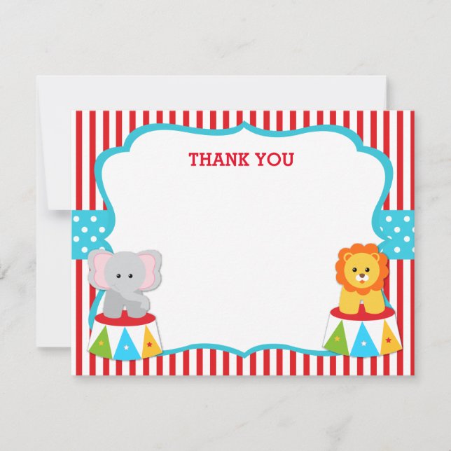 Carnival Circus Thank You Notes Cards (Front)