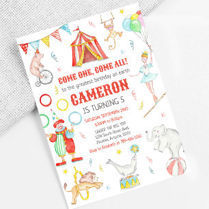 Carnival Circus Theme Birthday Invitation
