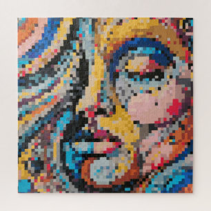 Carnival Colourful Pixel Art Portrait Jigsaw Puzzle