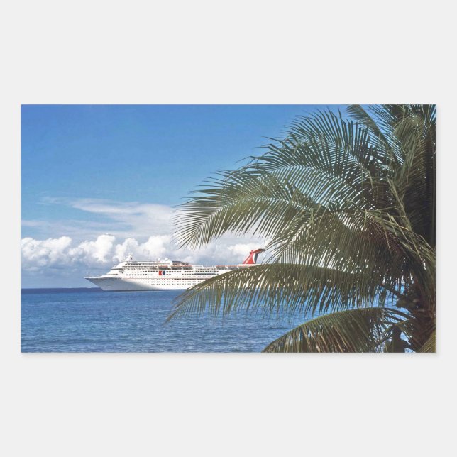 Carnival cruise ship docked at Grand Cayman Island Rectangular Sticker (Front)