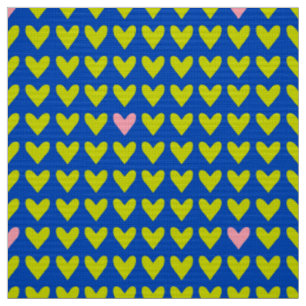 CARNIVAL - Cute Green Valentine Hearts on Mod Blue Fabric