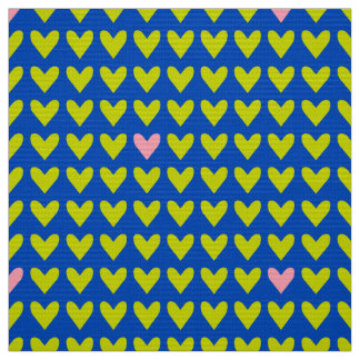 CARNIVAL - Cute Green Valentine Hearts on Mod Blue Fabric