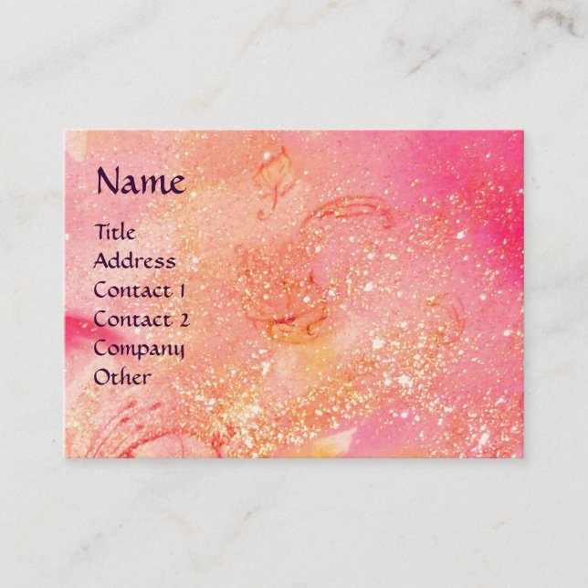 CARNIVAL DANCE / Venetian Masquerade Pink Sparkles Business Card (Front)
