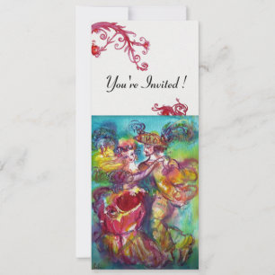 CARNIVAL DANCE vibrant blue red flourish ice Invitation