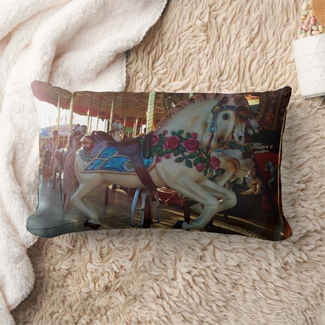 Carnival Fair Merry Go Round Carousel Horse Photo Lumbar Cushion (Blanket)