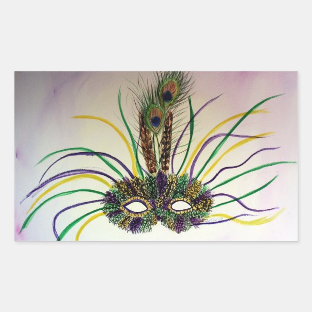 Carnival Feather Mask Art Masquerade Decal Sticker (Front)