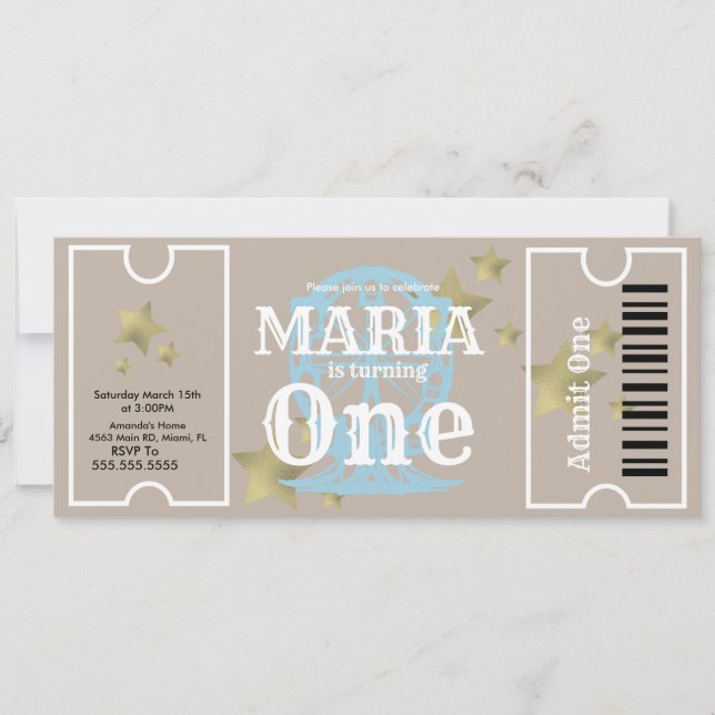 Carnival Ferris Wheel Birthday Ticket Party   Invitation (Front)