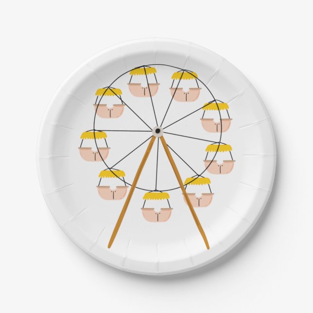 Carnival Ferris Wheel Paper Plate (Front)