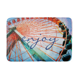 Carnival Ferris Wheel Photo Enjoy Script Quote  Bath Mat