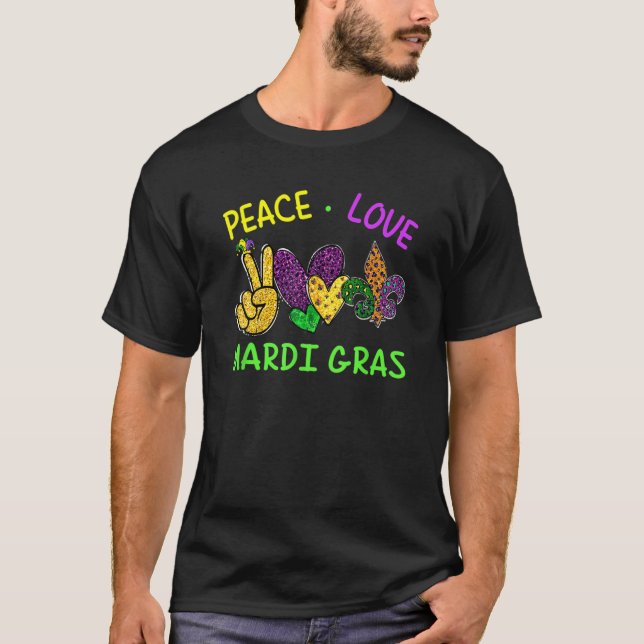 Carnival For Hippies Peace Love Mardi Gras Long  1 T-Shirt (Front)