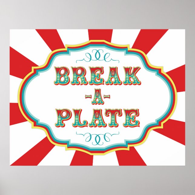 Carnival Game Sign Break a Plate (Front)
