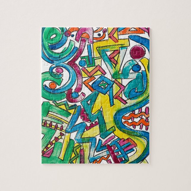 Carnival-Hand Painted Modern Geometric Art Jigsaw Puzzle (Vertical)