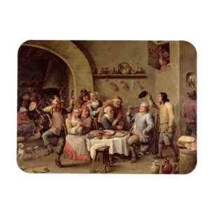 Carnival: 'Le Roi Boit', 1690 (oil on copper) Magnet