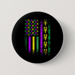 Carnival Mardi Gras Usa American Flag Crawfish Par 6 Cm Round Badge