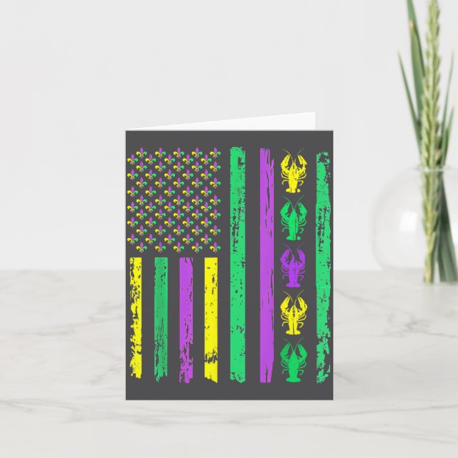 Carnival Mardi Gras Usa American Flag Crawfish Par Card (Front)