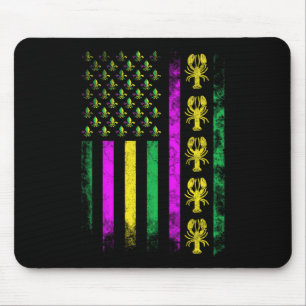 Carnival Mardi Gras Usa American Flag Crawfish Par Mouse Pad