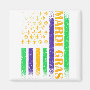 Carnival mardi gras usa american flag fleur de lis magnet
