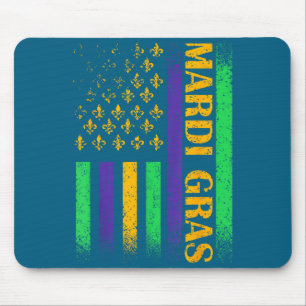 Carnival mardi gras usa american flag fleur de lis mouse pad